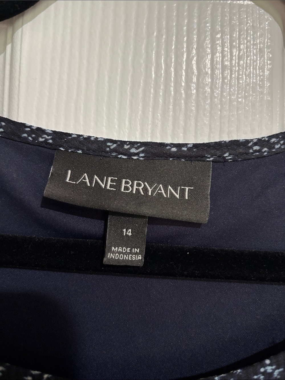 Lane Bryant Navy Printed Cold-Shoulder Blouse - Picture 2 of 2